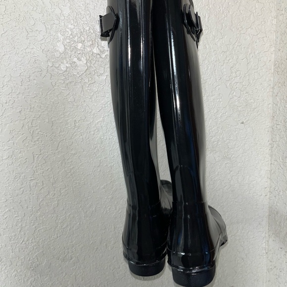 Hunter Original Tall Gloss Rain Boots Black Women’s - Picture 7 of 12